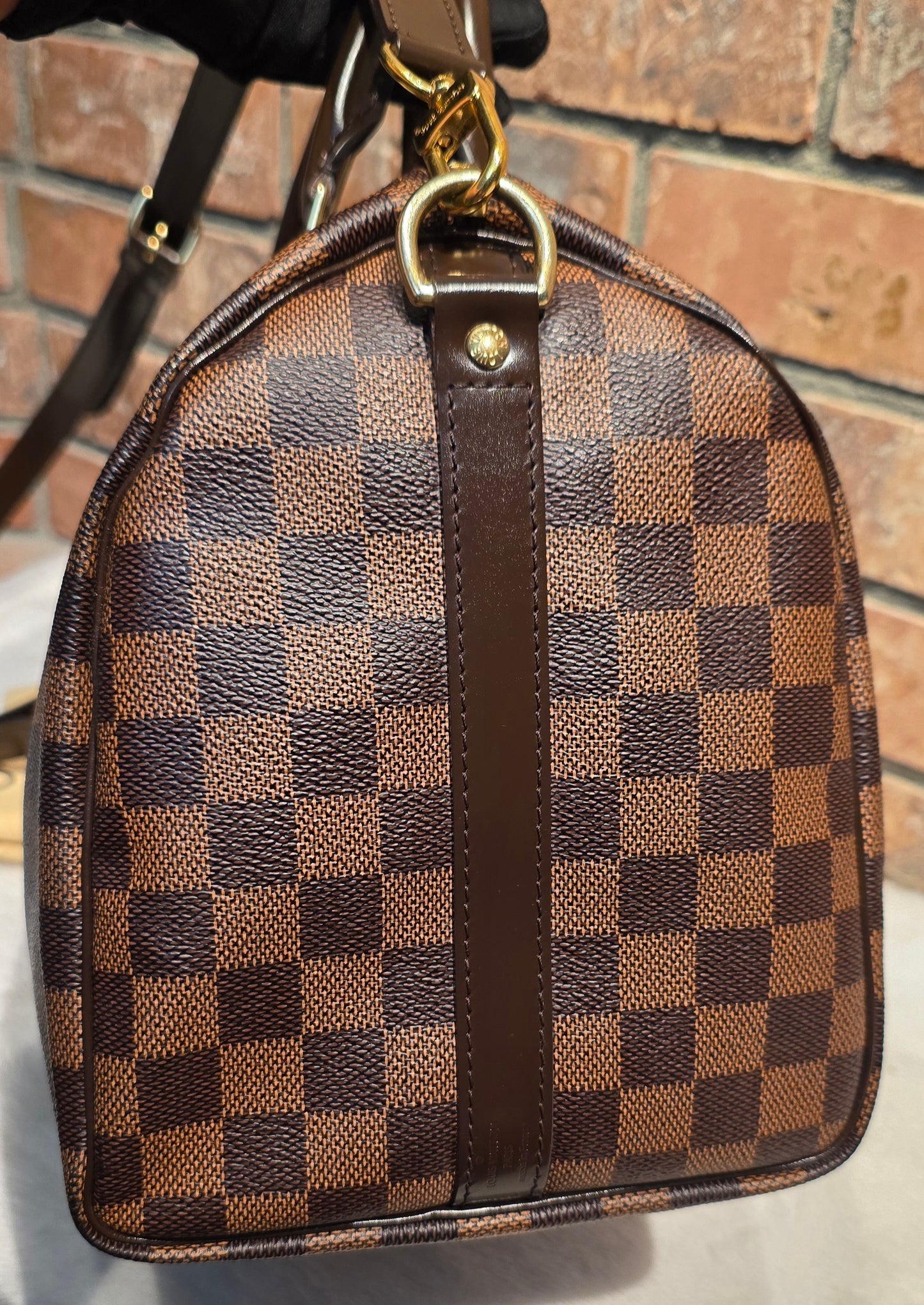Authentic Louis Vuitton Speedy Bandouliere 30 Damier Ebene