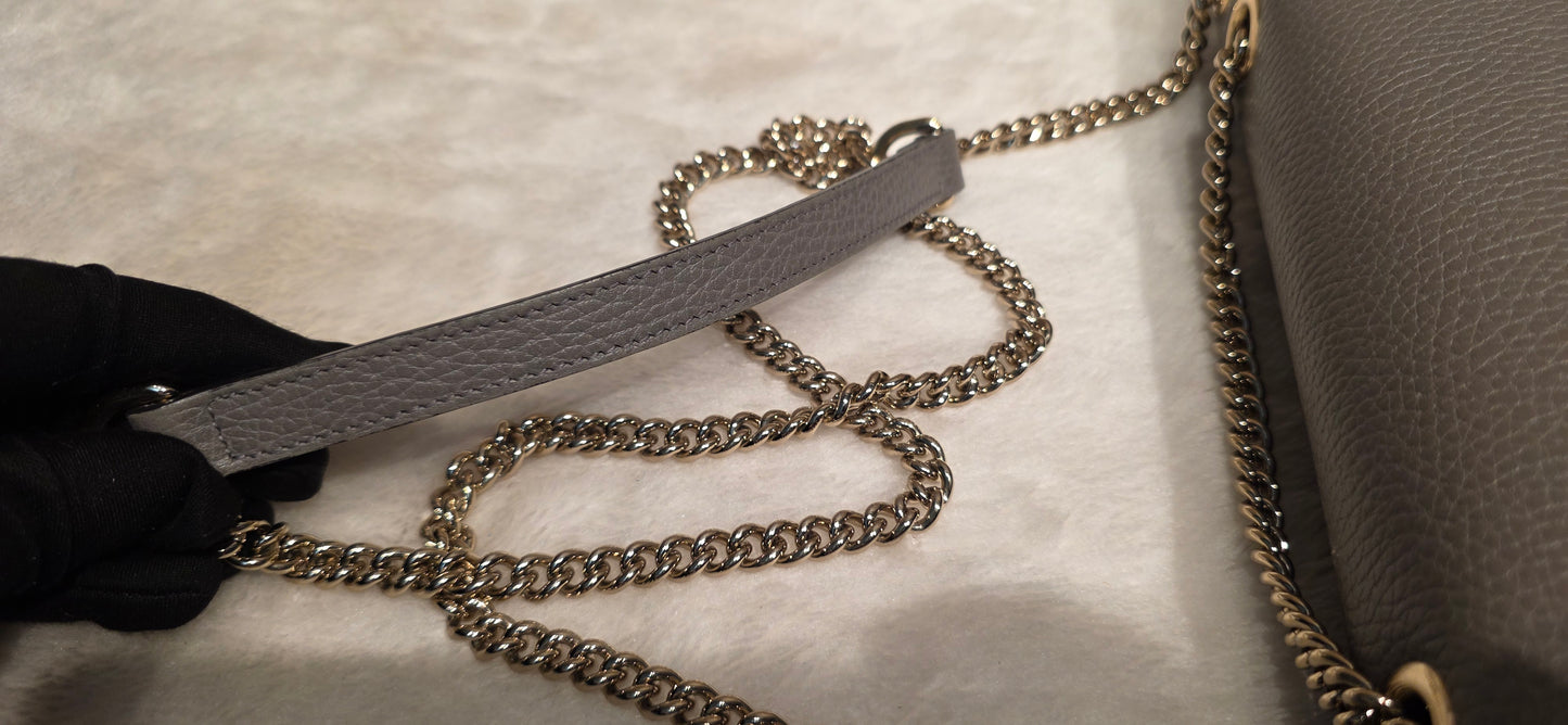Authentic Gucci Interlocking GG Shoulder Bag in Gray