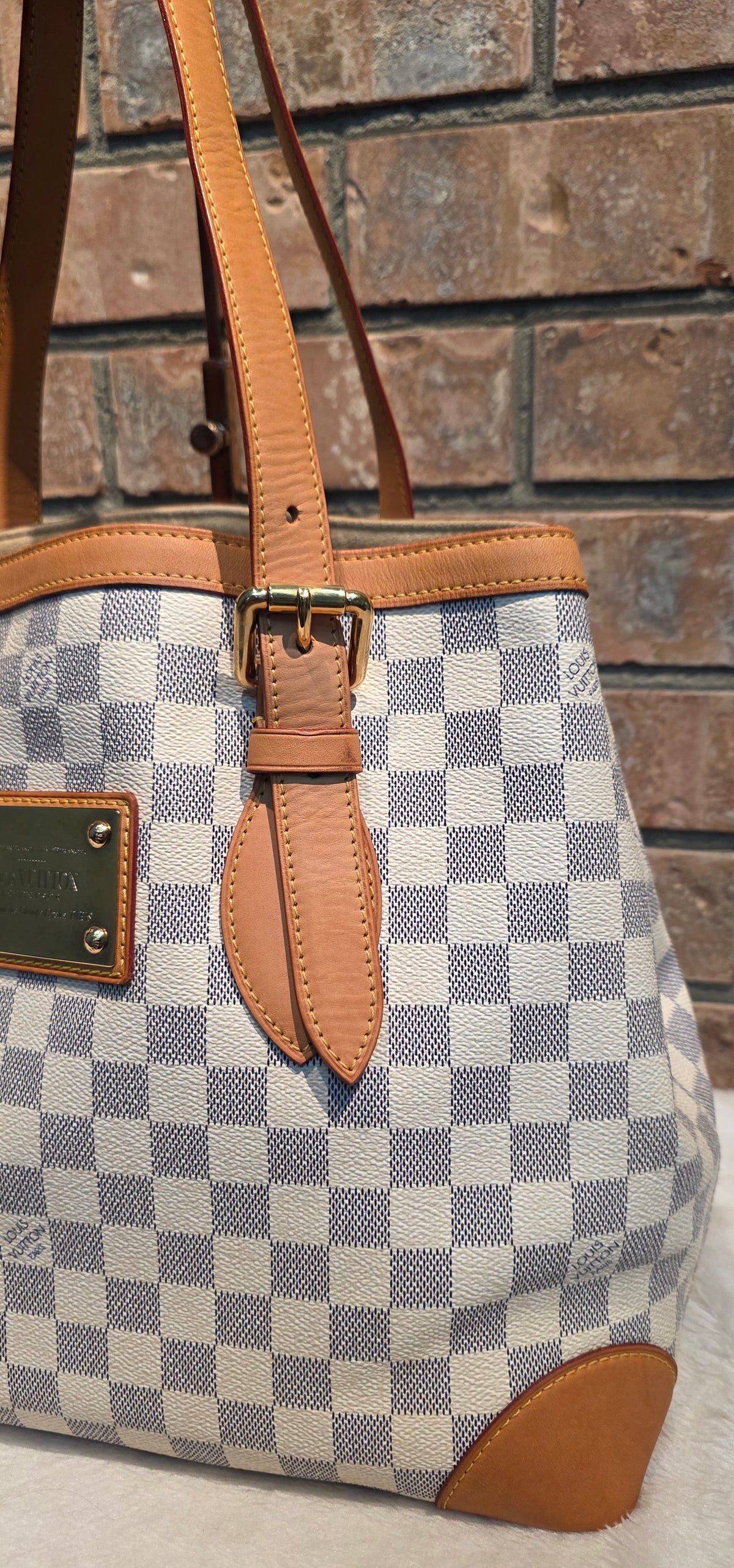 Authentic Louis Vuitton Hampstead MM Damier Azur