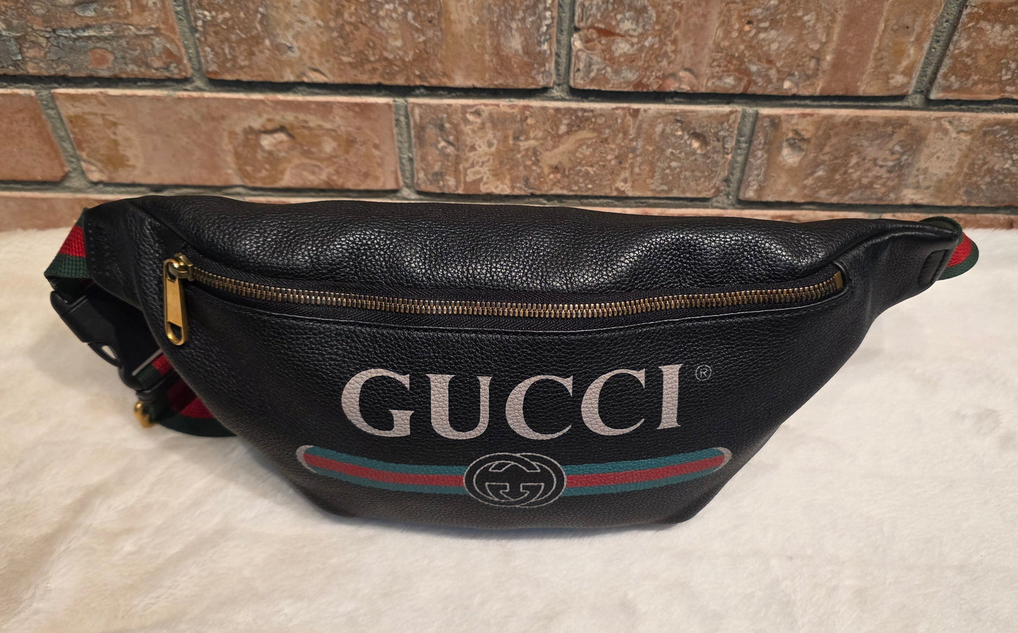 Authentic Gucci Logo Print Belt Bag - Large