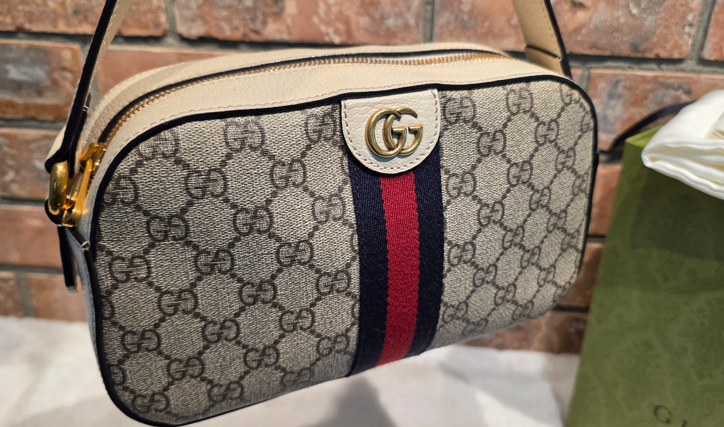 Authentic Gucci GG Supreme Ophidia Small Camera Bag