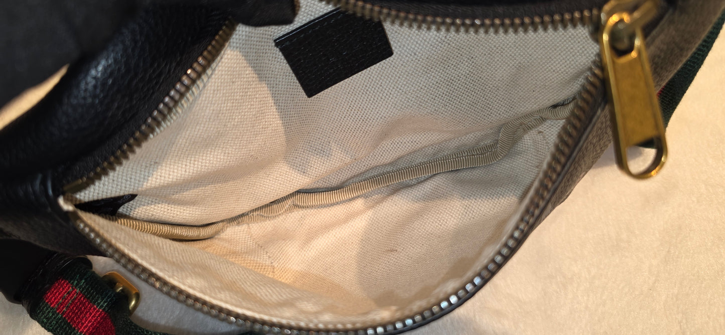 Authentic Gucci GG Logo Print Belt Bag - Small