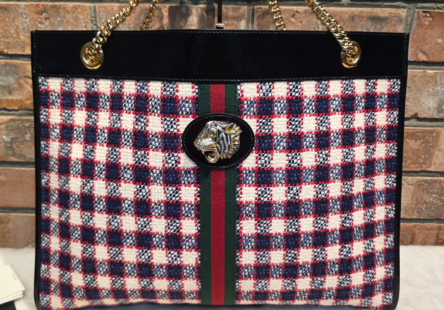 Authentic Gucci Rajah Large Tweed Tote