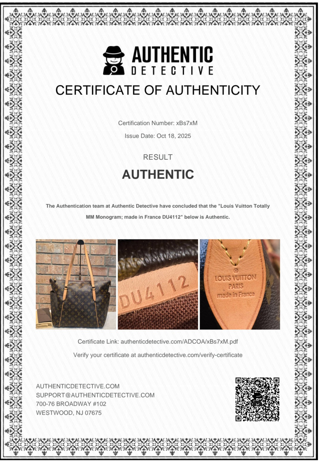 Authentic Louis Vuitton Totally MM Monogram