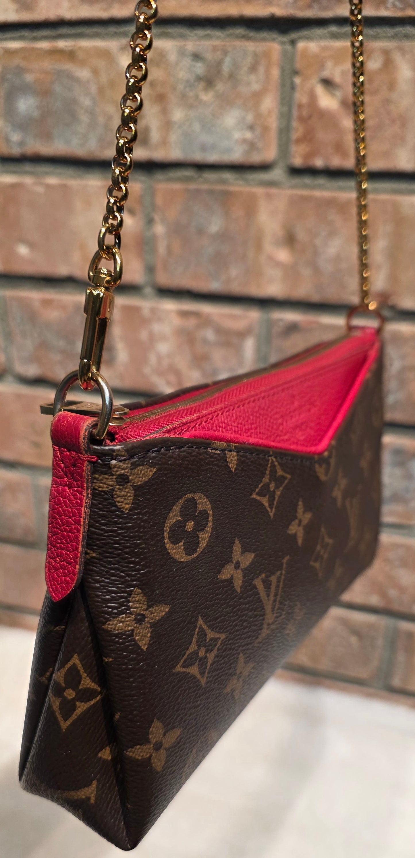 Authentic Louis Vuitton Pallas Clutch Red