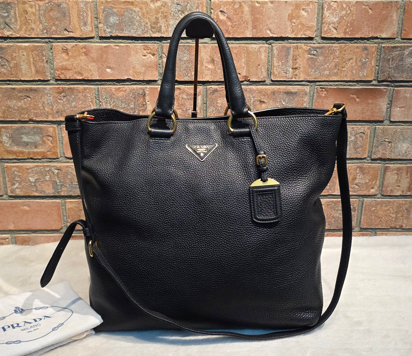 Authentic Prada Vitello Daino Leather Shopping Tote