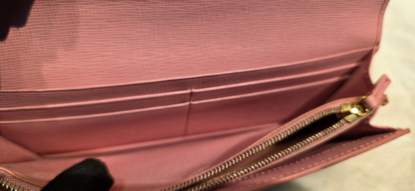 Authentic Fendi Pink OMBRE Zucca Long Wallet