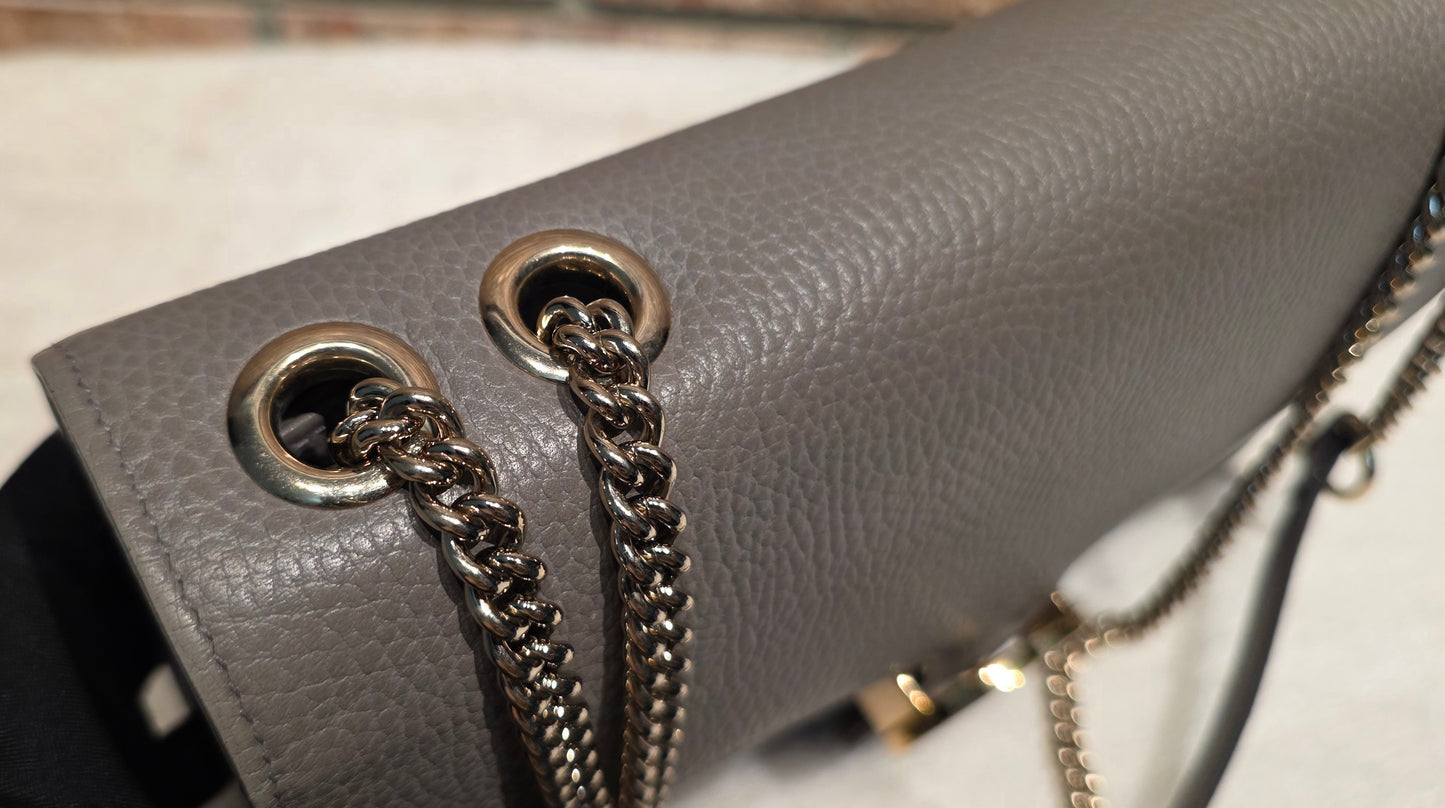 Authentic Gucci Interlocking GG Shoulder Bag in Gray