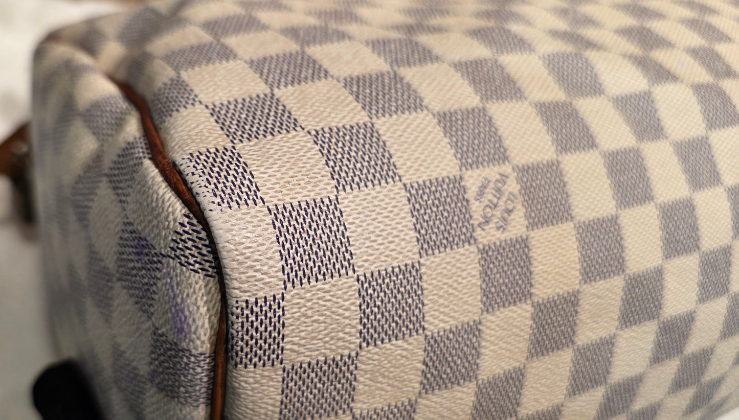 Authentic Louis Vuitton Speedy 30 Damier Azur