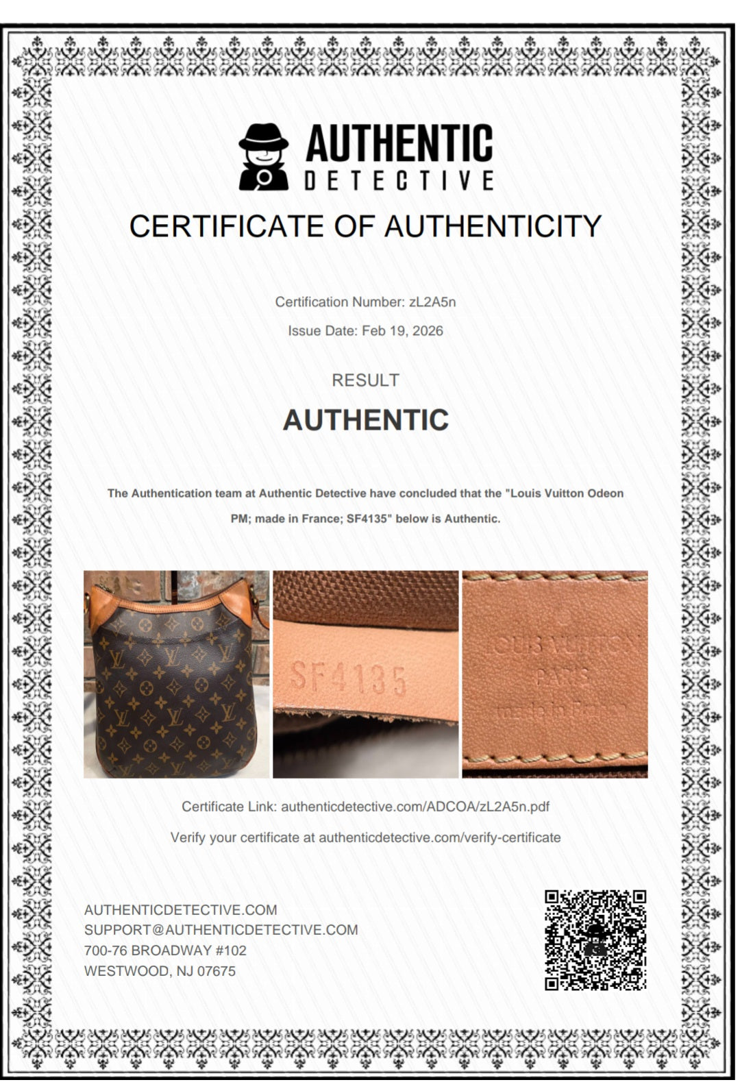 Authentic Louis Vuitton Odeon PM