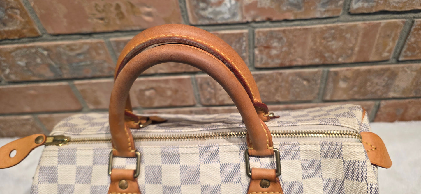 Authentic Louis Vuitton Speedy 30 Damier Azur