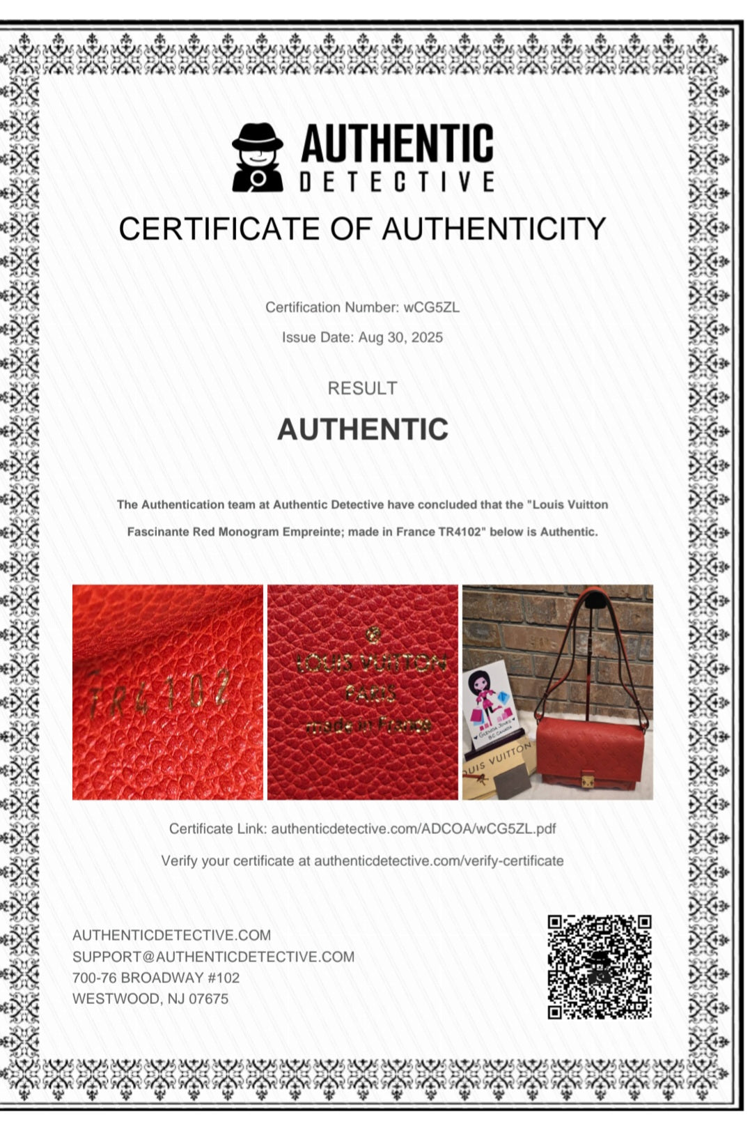 Authentic Louis Vuitton Fascinante Empreinte Red