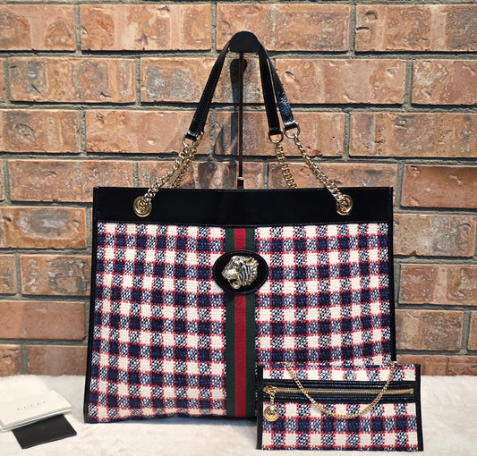Authentic Gucci Rajah Large Tweed Tote