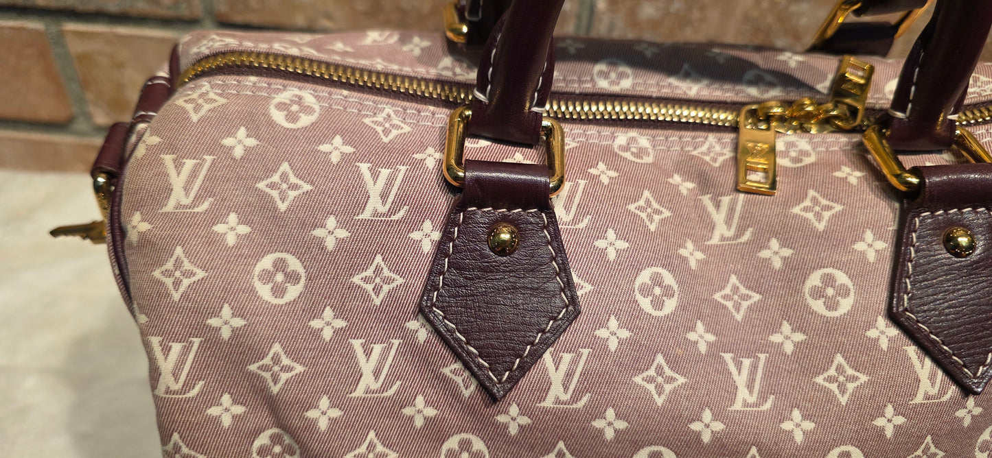 Authentic Louis Vuitton Speedy Bandouliere 30 Mini Lin (Sepia)