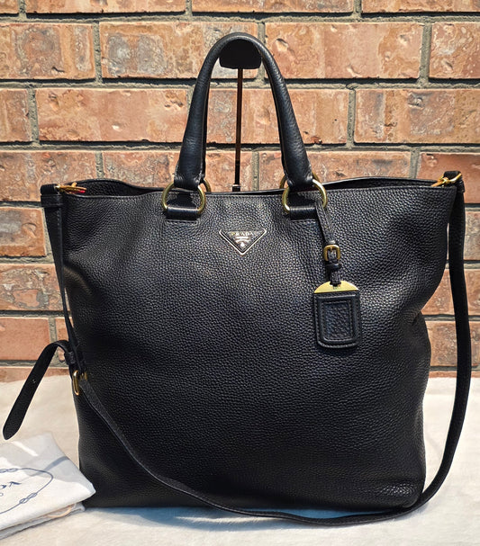 Authentic Prada Vitello Daino Leather Shopping Tote