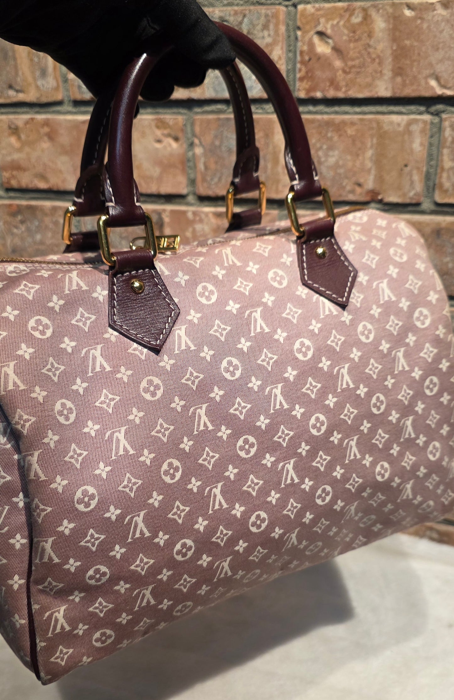 Authentic Louis Vuitton Speedy Bandouliere 30 Mini Lin (Sepia)