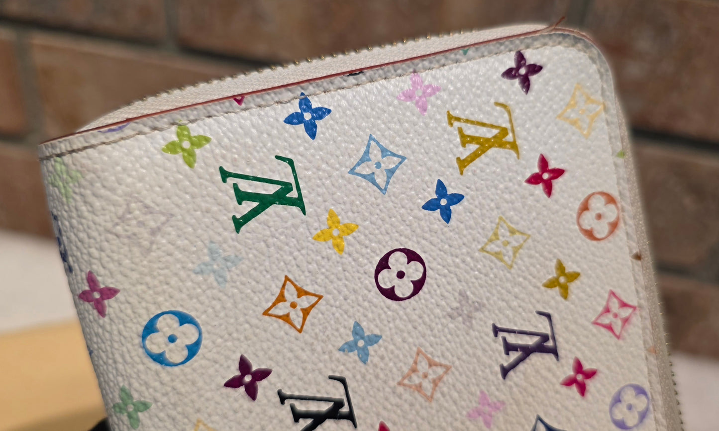 Authentic Louis Vuitton Multicolor White Zippy Wallet