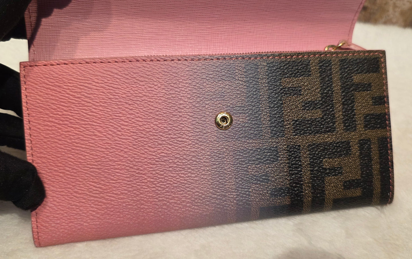 Authentic Fendi Pink OMBRE Zucca Long Wallet