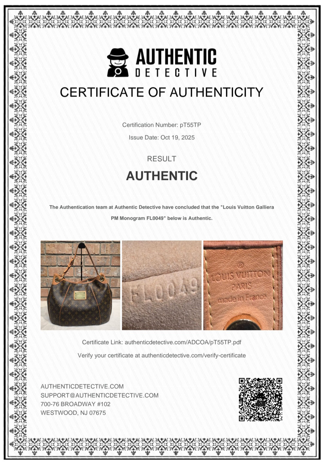 Authentic Louis Vuitton Galliera PM