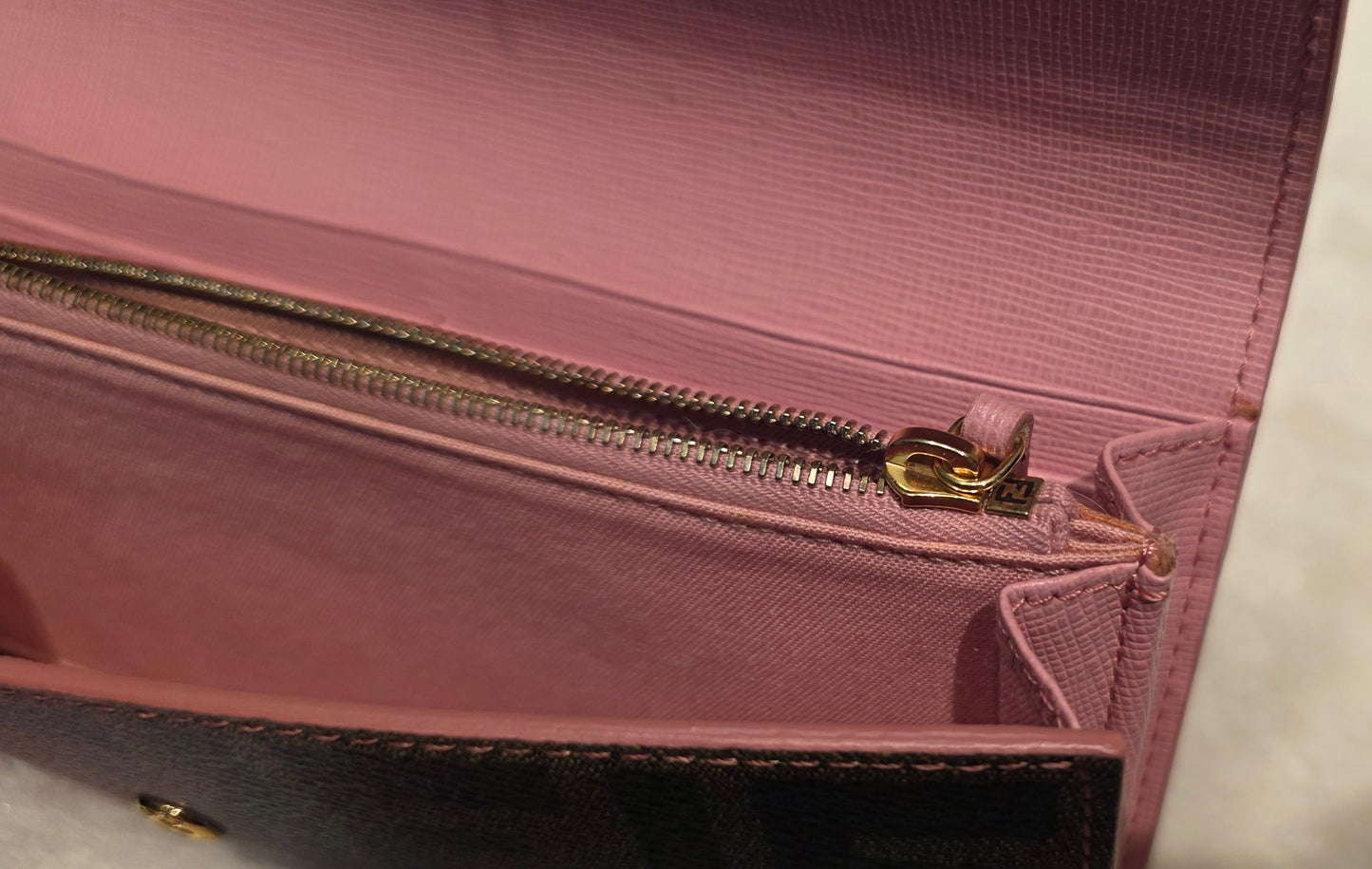 Authentic Fendi Pink OMBRE Zucca Long Wallet