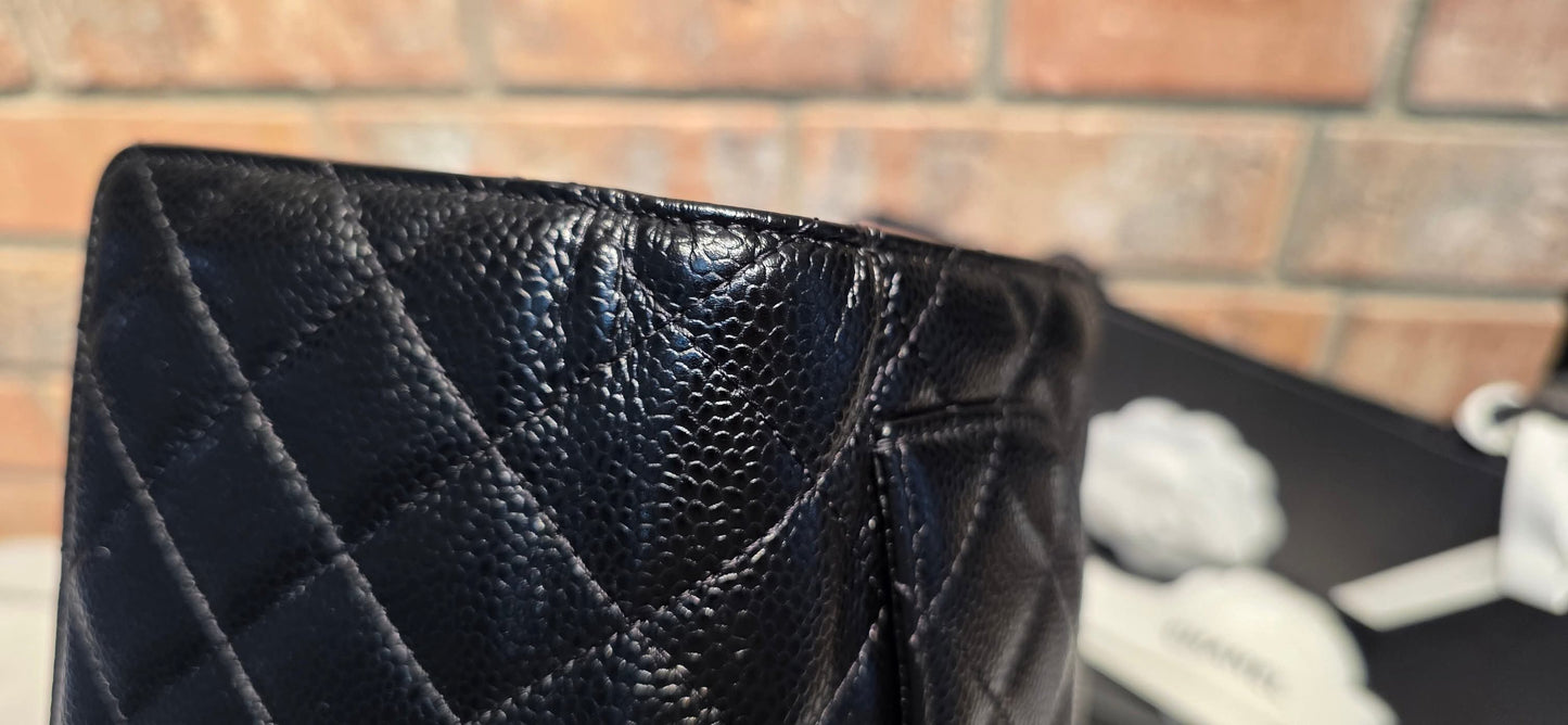 Authentic Chanel Caviar Long Walllet - Black