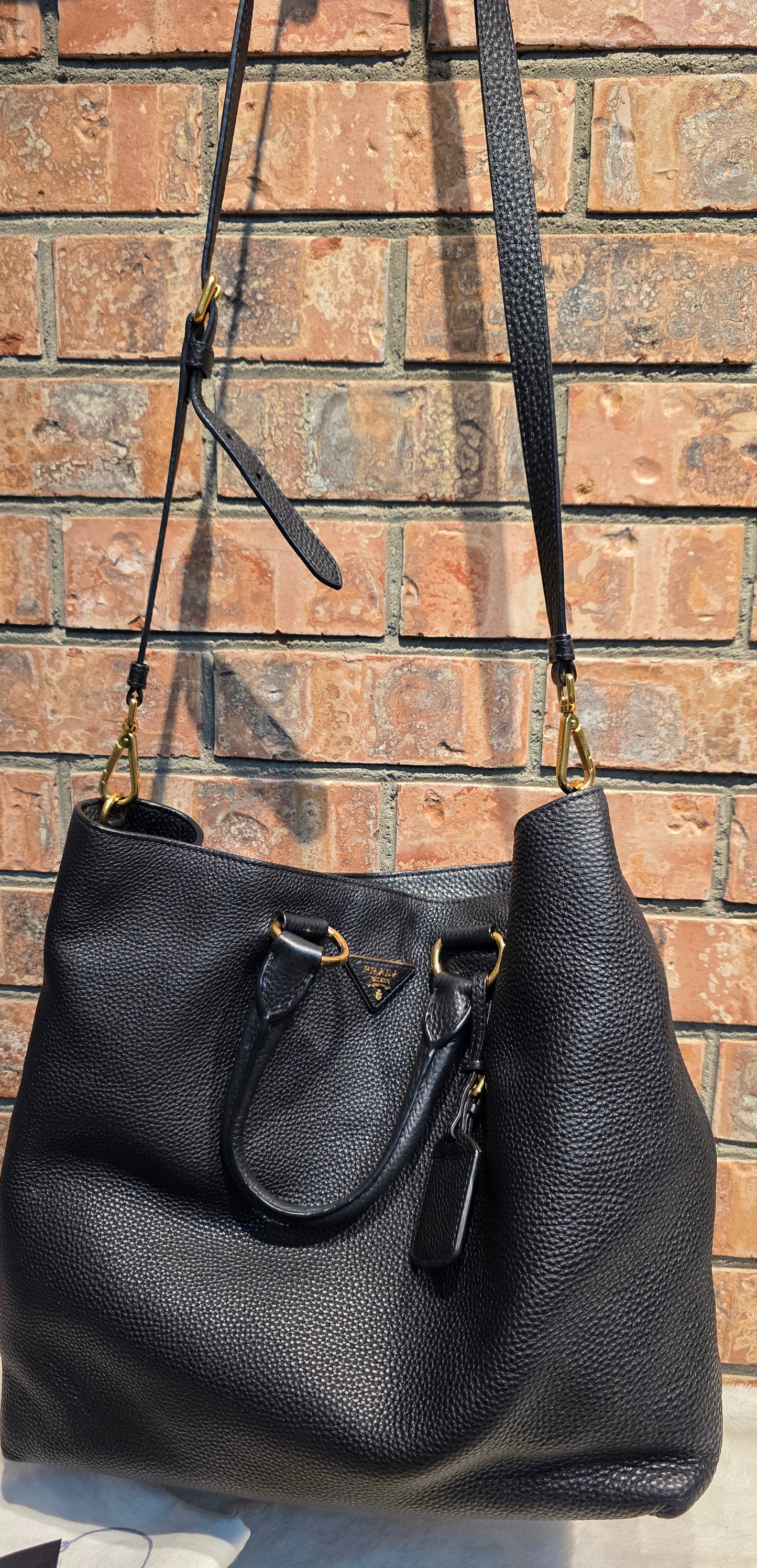 Authentic Prada Vitello Daino Leather Shopping Tote