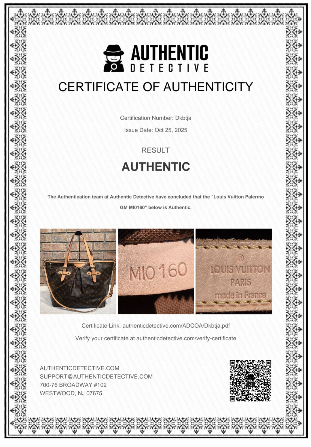 Authentic Louis Vuitton Palermo GM