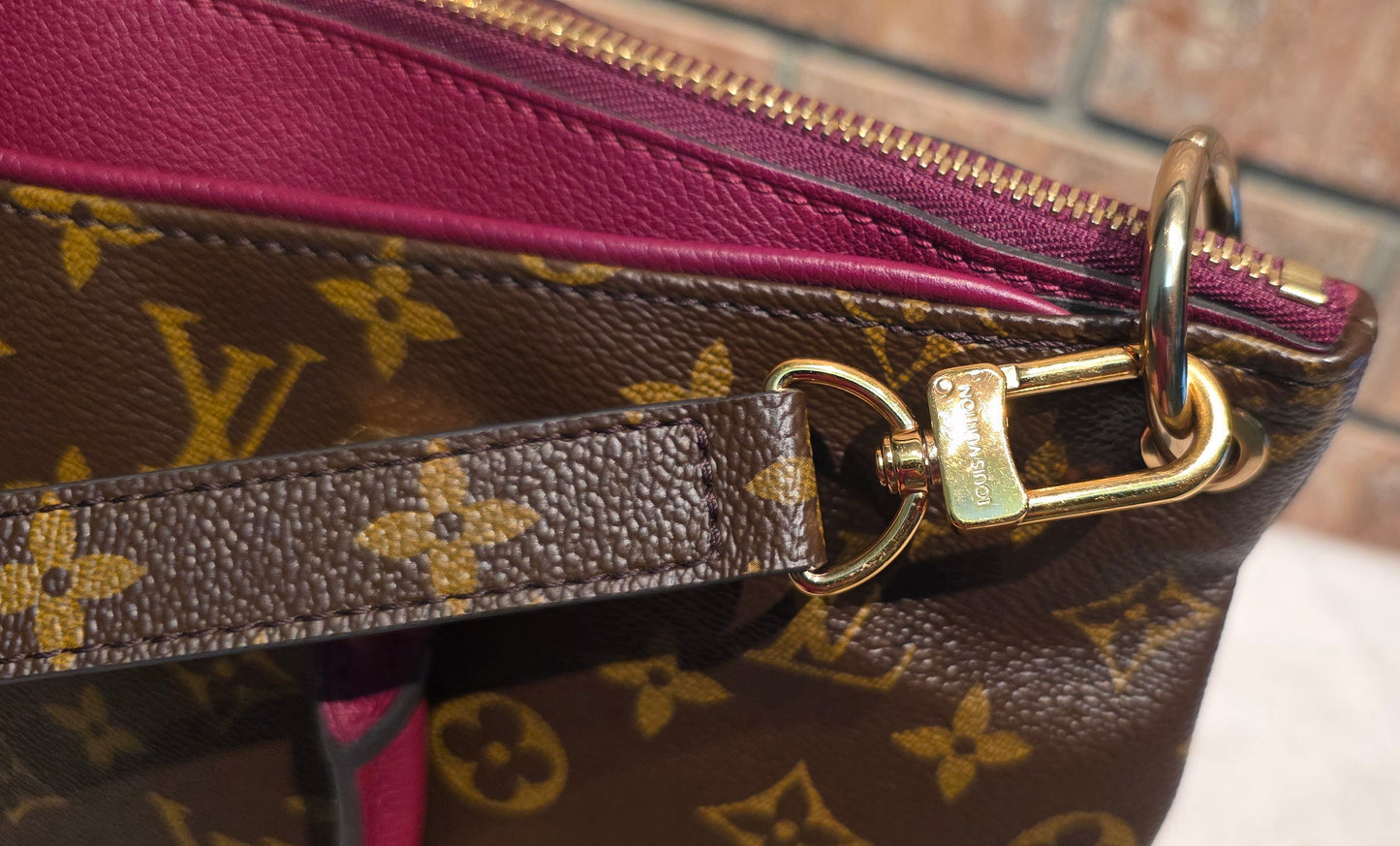 Authentic Louis Vuitton Pallas MM in Raisin