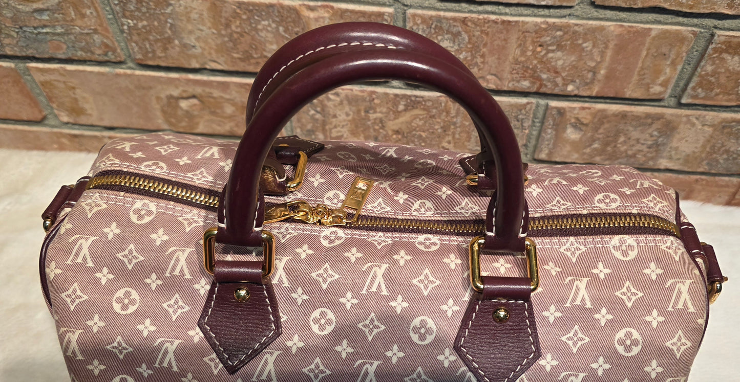 Authentic Louis Vuitton Speedy Bandouliere 30 Mini Lin (Sepia)
