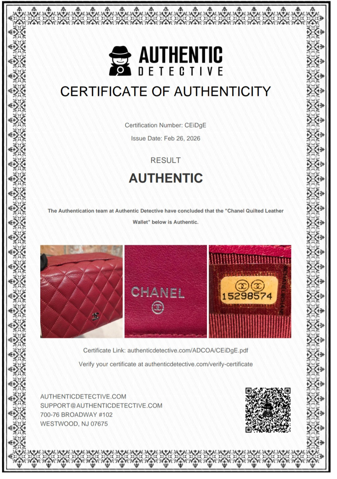 Authentic Chanel Quilted Caviar Long Flat Wallet - Silver Hardware