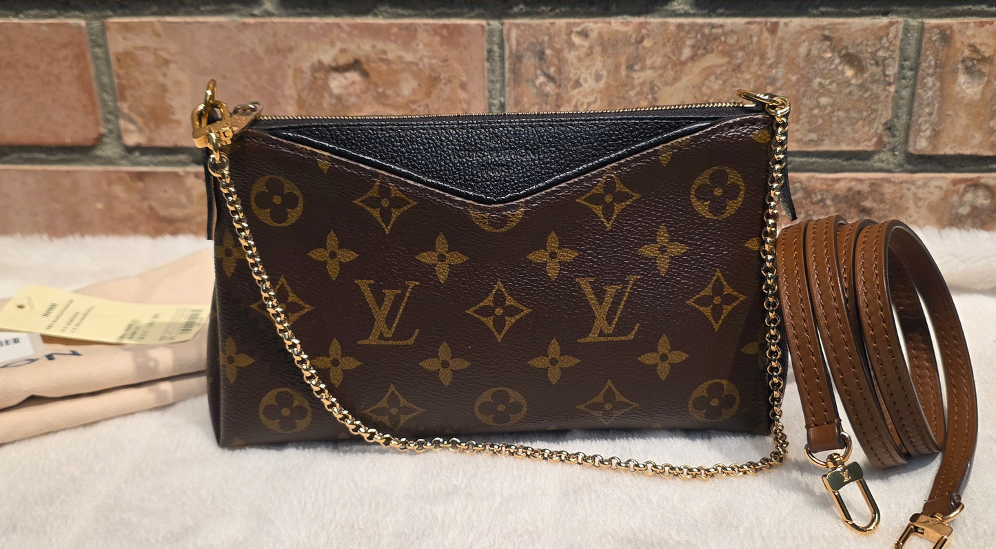 Authentic Louis Vuitton Pallas Clutch Noir