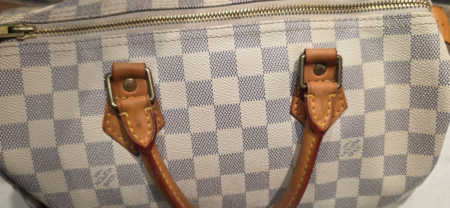 Authentic Louis Vuitton Speedy 30 Damier Azur