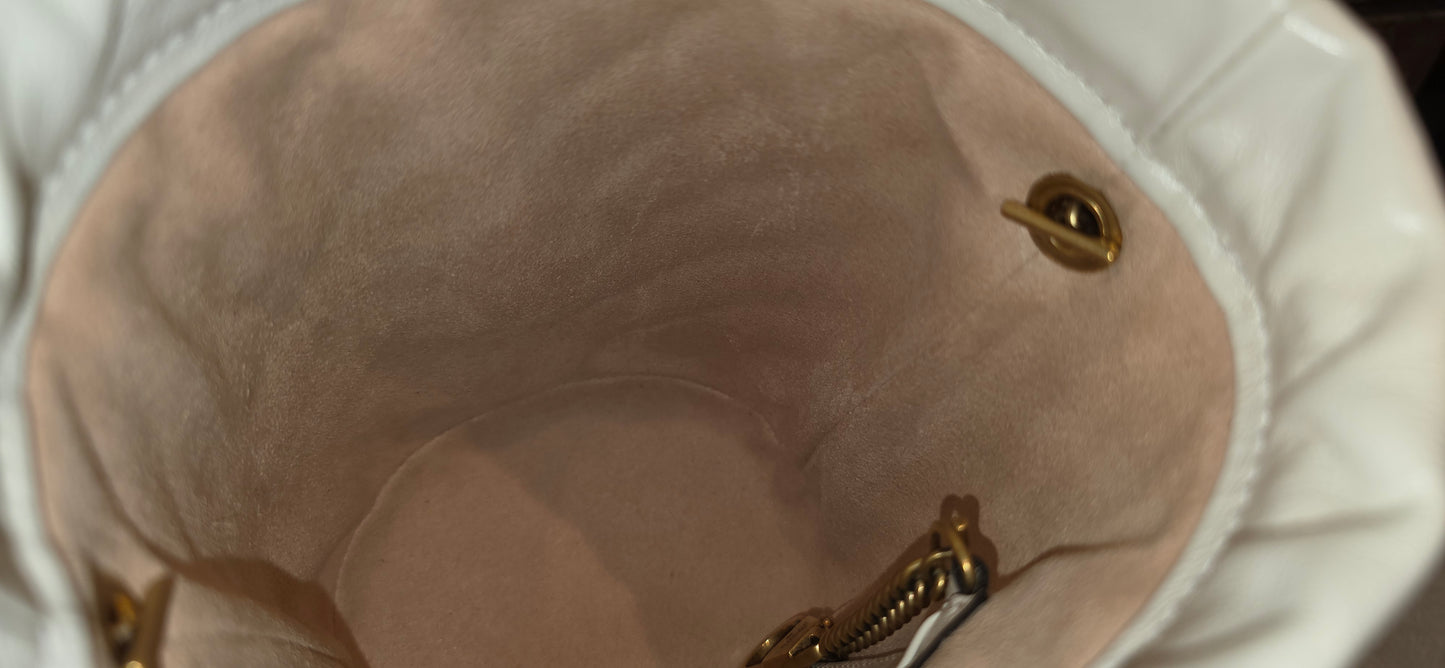 Authentic Gucci Marmont Mini Bucket Bag in Off White
