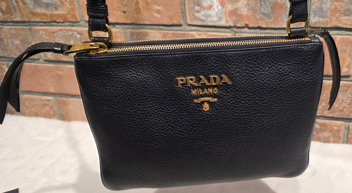 Authentic Prada Bandoliera Vitello Phenix Crossbody Bag