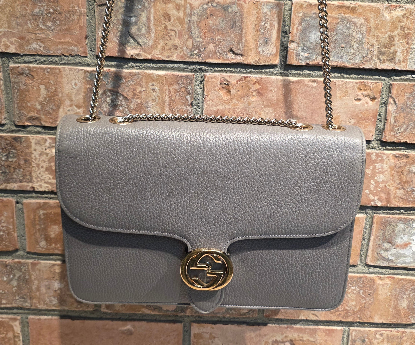 Authentic Gucci Interlocking GG Shoulder Bag in Gray