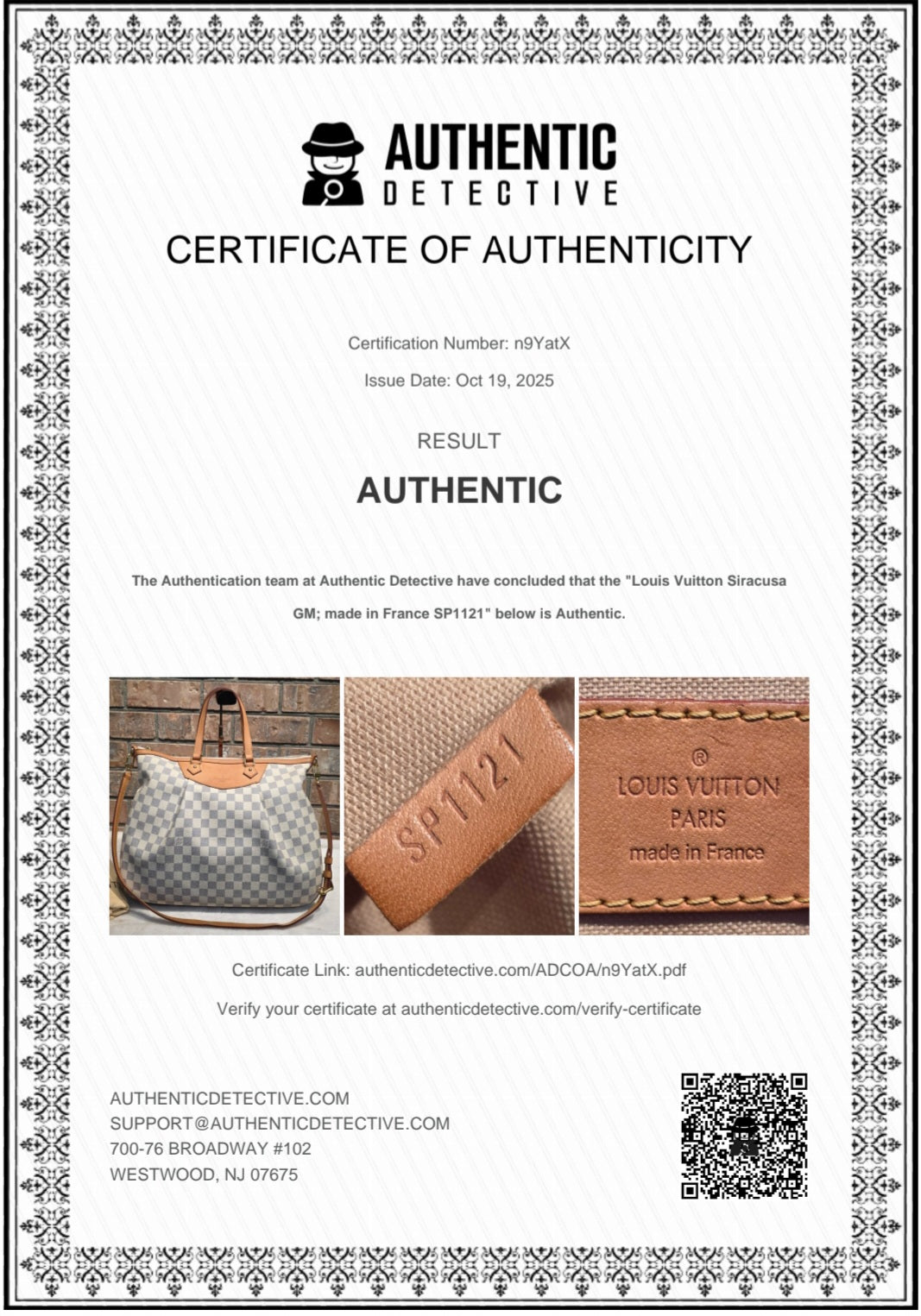 Authentic Louis Vuitton Siracusa GM