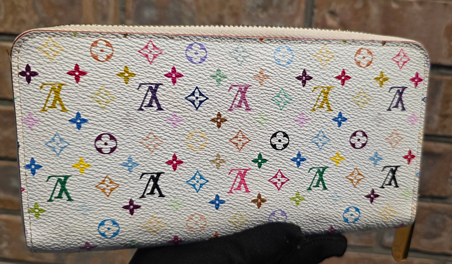 Authentic Louis Vuitton Multicolor White Zippy Wallet