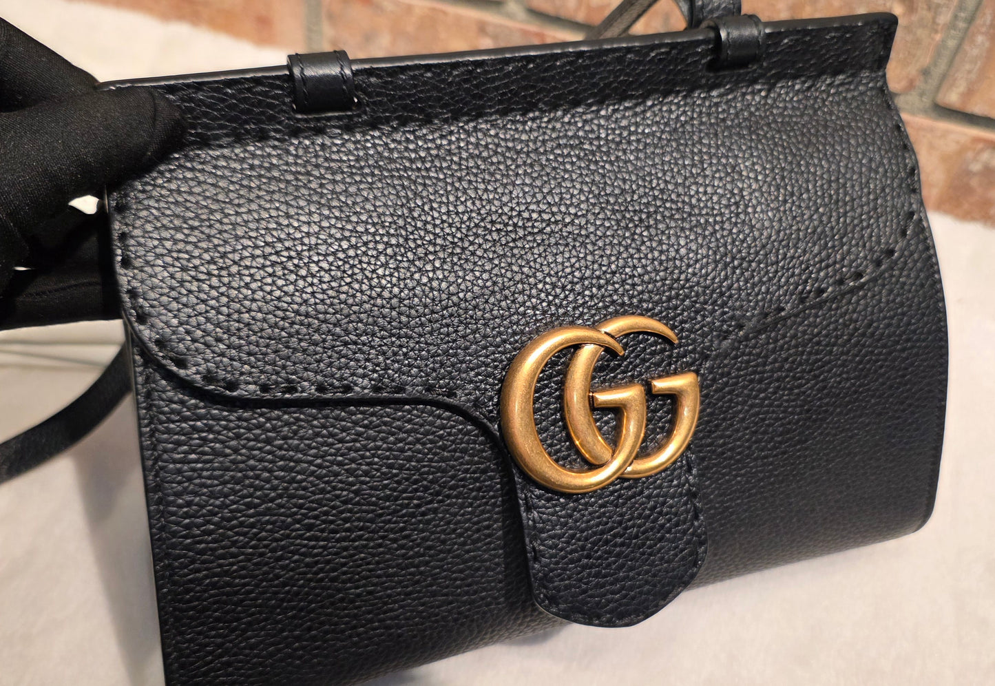 Authentic GG Marmont Top Handle Mini Black