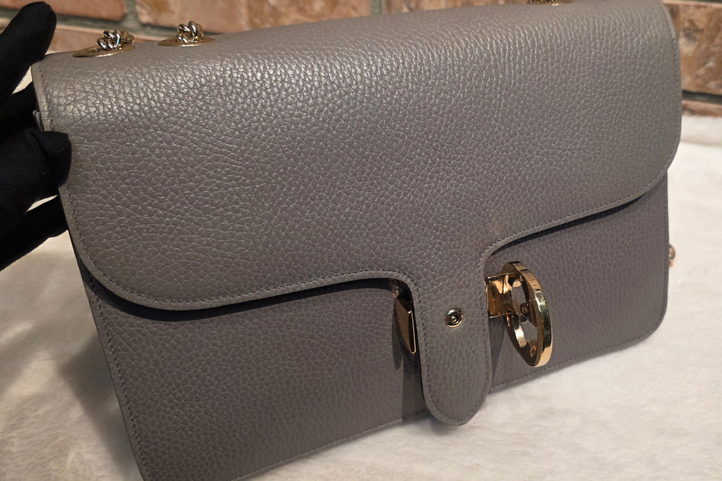 Authentic Gucci Interlocking GG Shoulder Bag in Gray