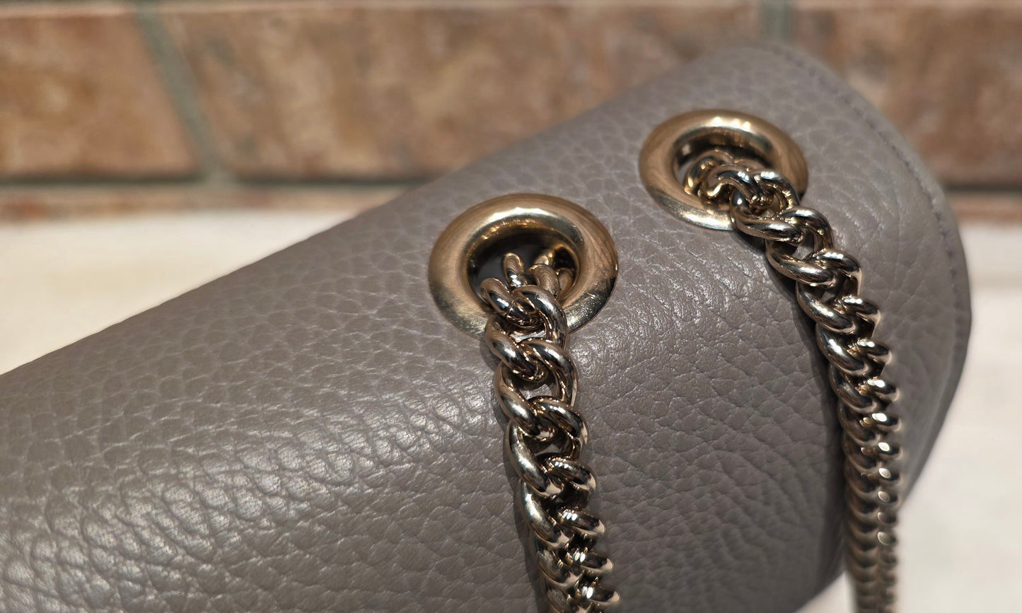 Authentic Gucci Interlocking GG Shoulder Bag in Gray