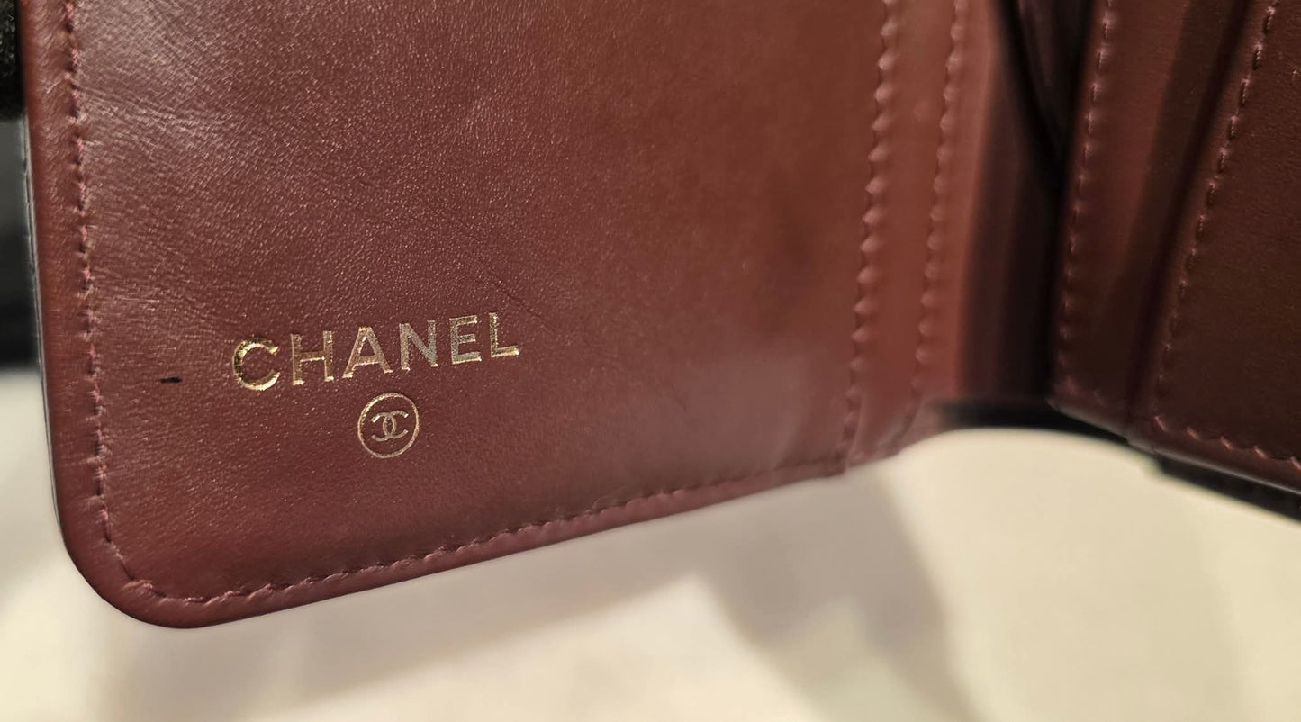 Authentic Chanel Caviar Long Walllet - Black