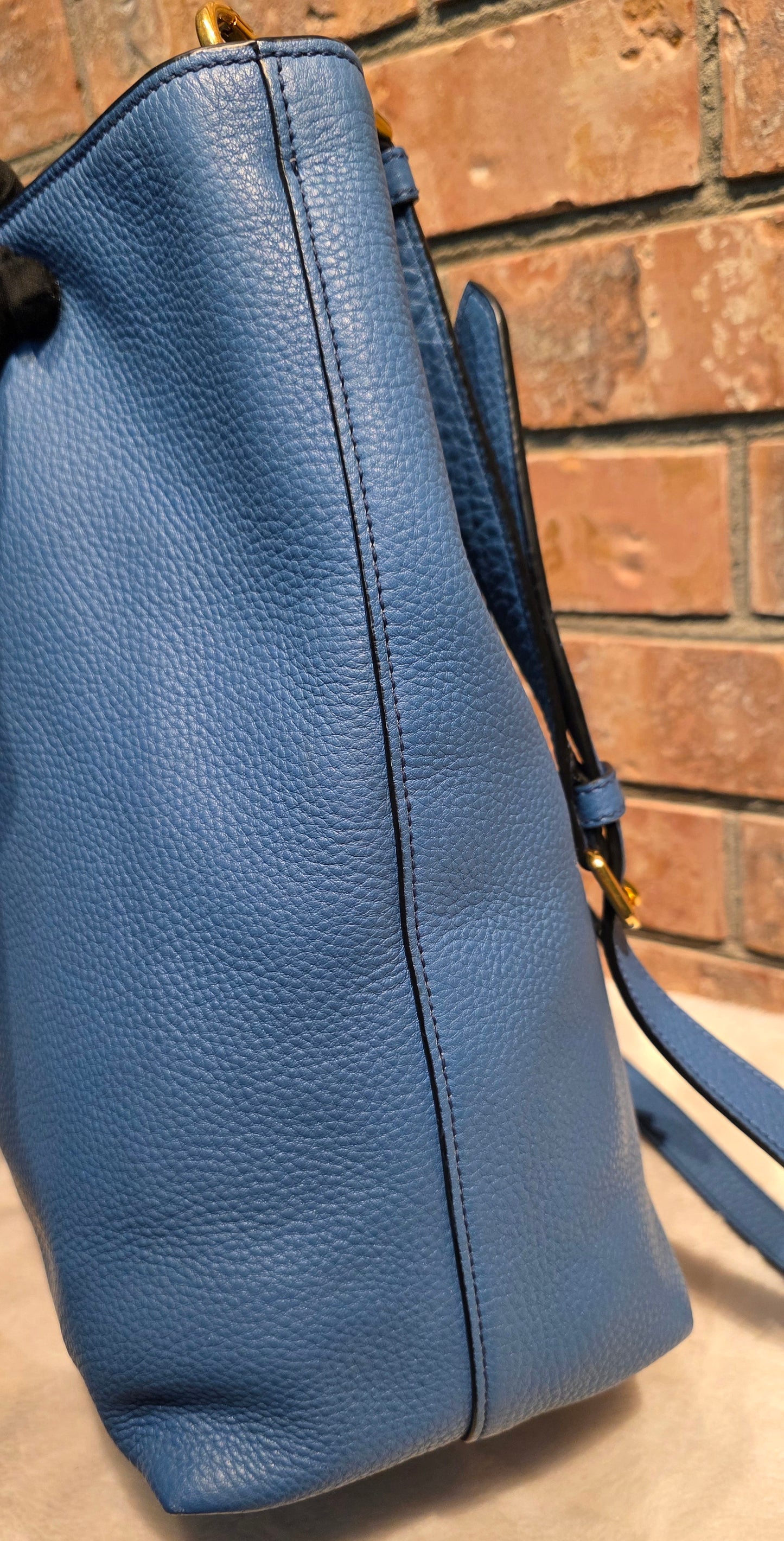Authentic Prada Vitello Daino Leather Tote in Cobalt/Blue
