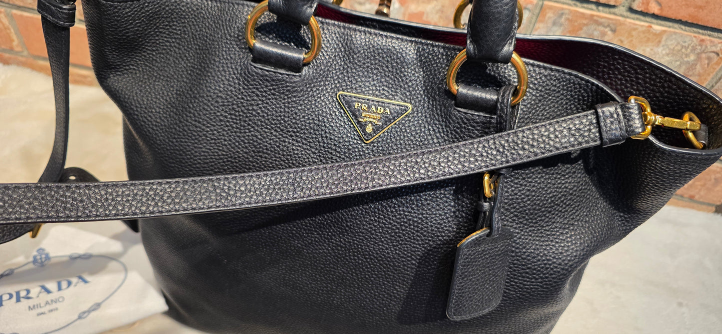 Authentic Prada Vitello Daino Leather Shopping Tote