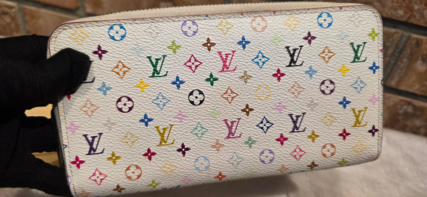 Authentic Louis Vuitton Multicolor White Zippy Wallet