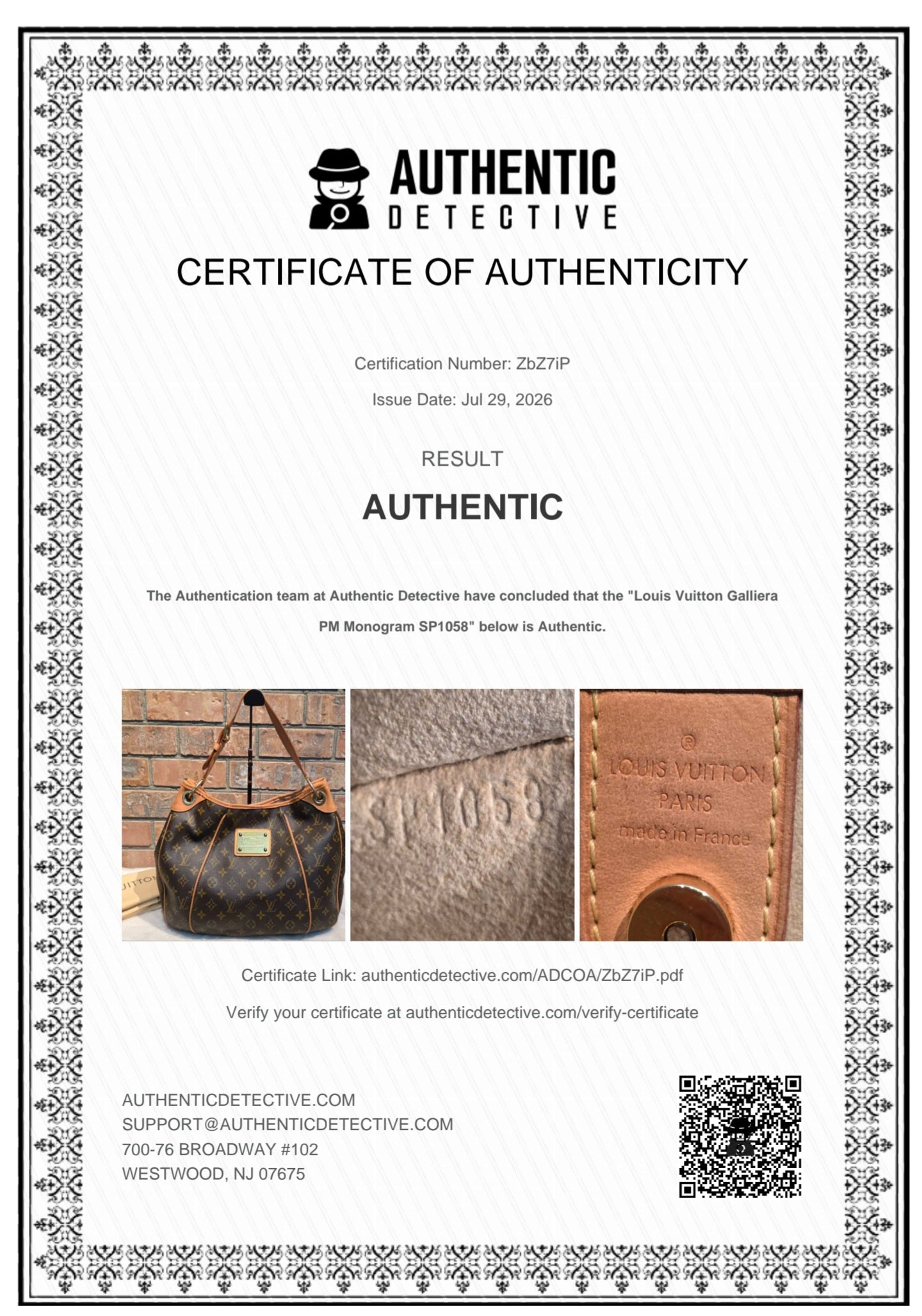 Authentic Louis Vuitton Galliera PM Monogram