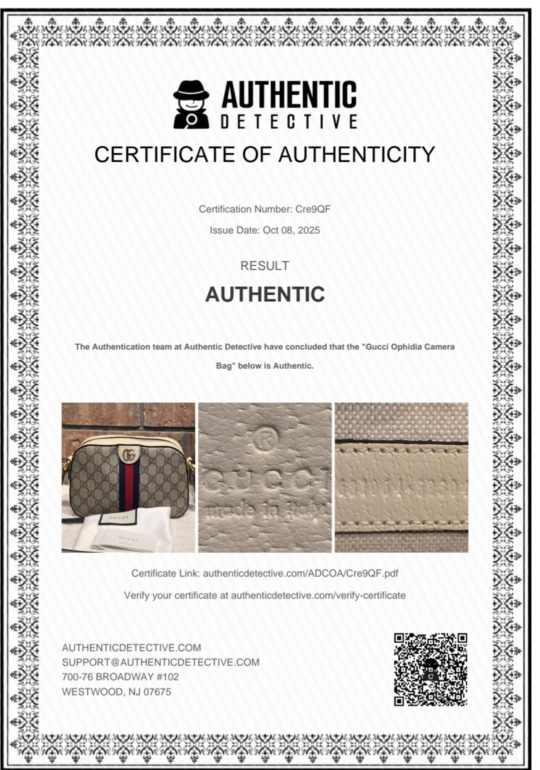 Authentic Gucci GG Supreme Ophidia Small Camera Bag