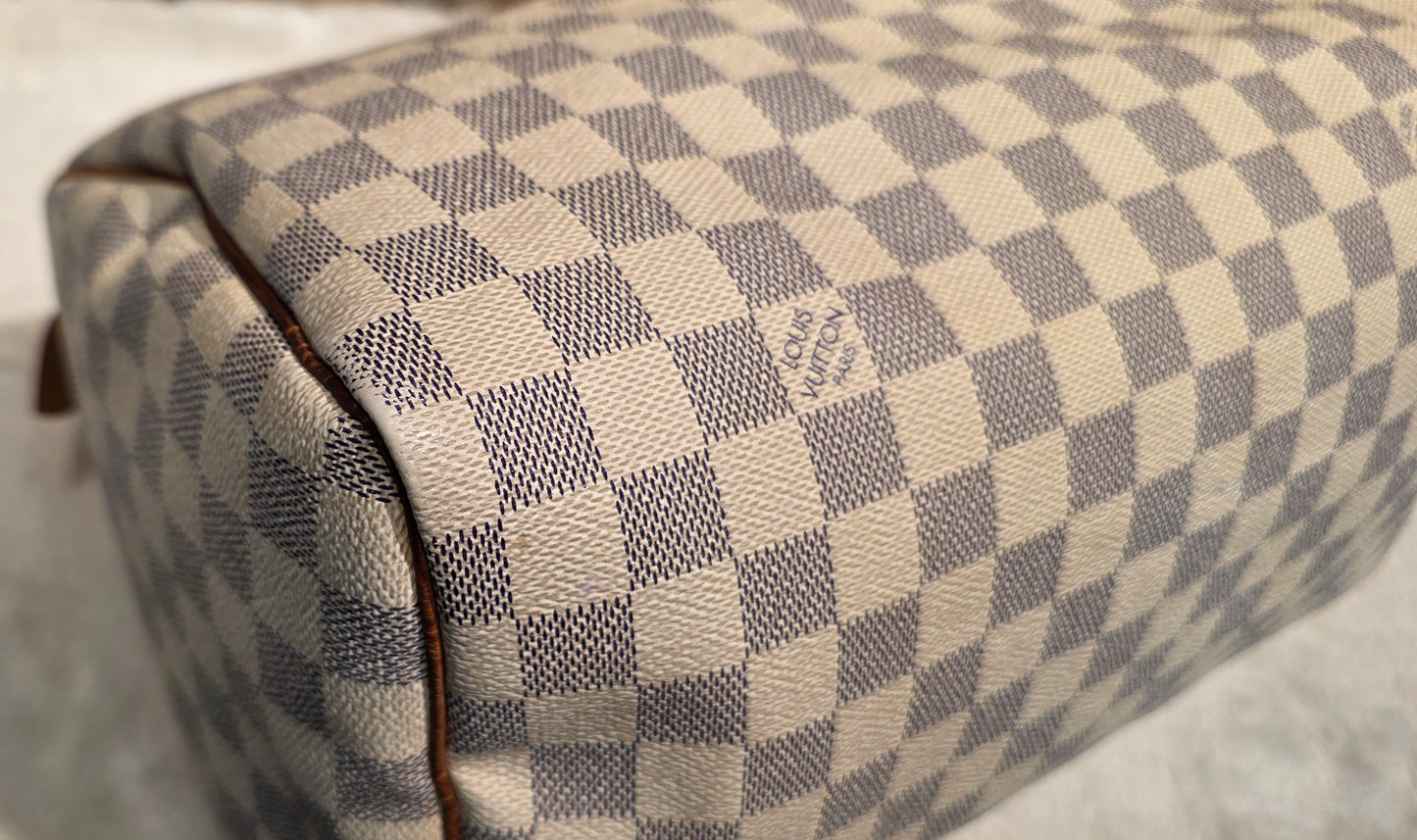 Authentic Louis Vuitton Speedy 30 Damier Azur