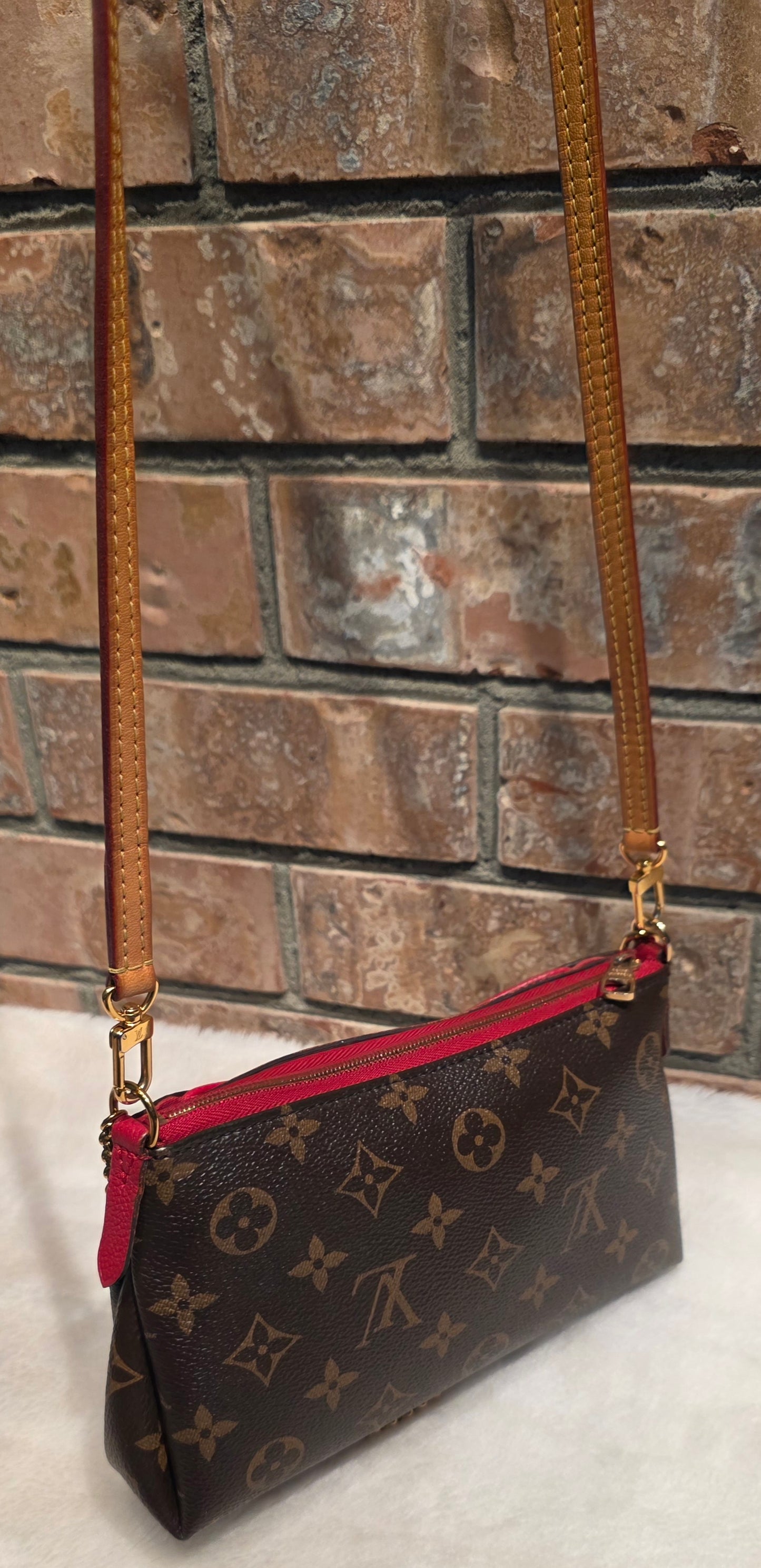 Authentic Louis Vuitton Pallas Clutch Red