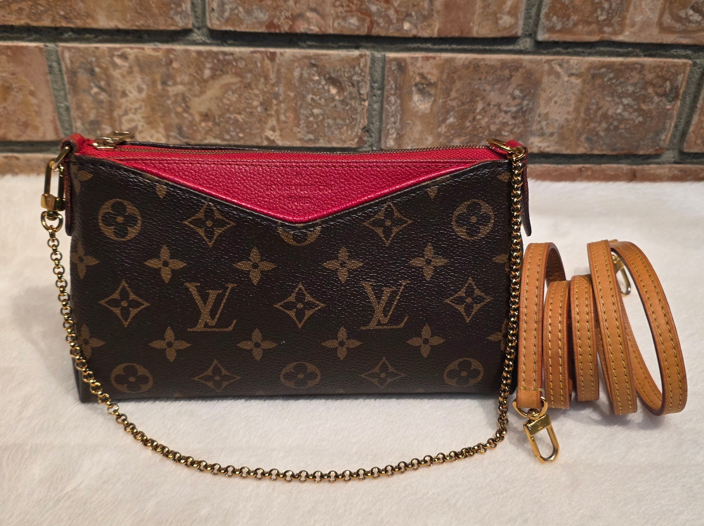 Authentic Louis Vuitton Pallas Clutch Red