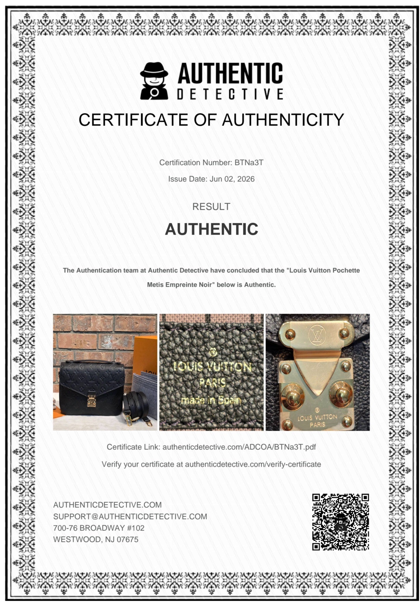 Authentic Louis Vuitton Pochette Metis Empreinte Noir